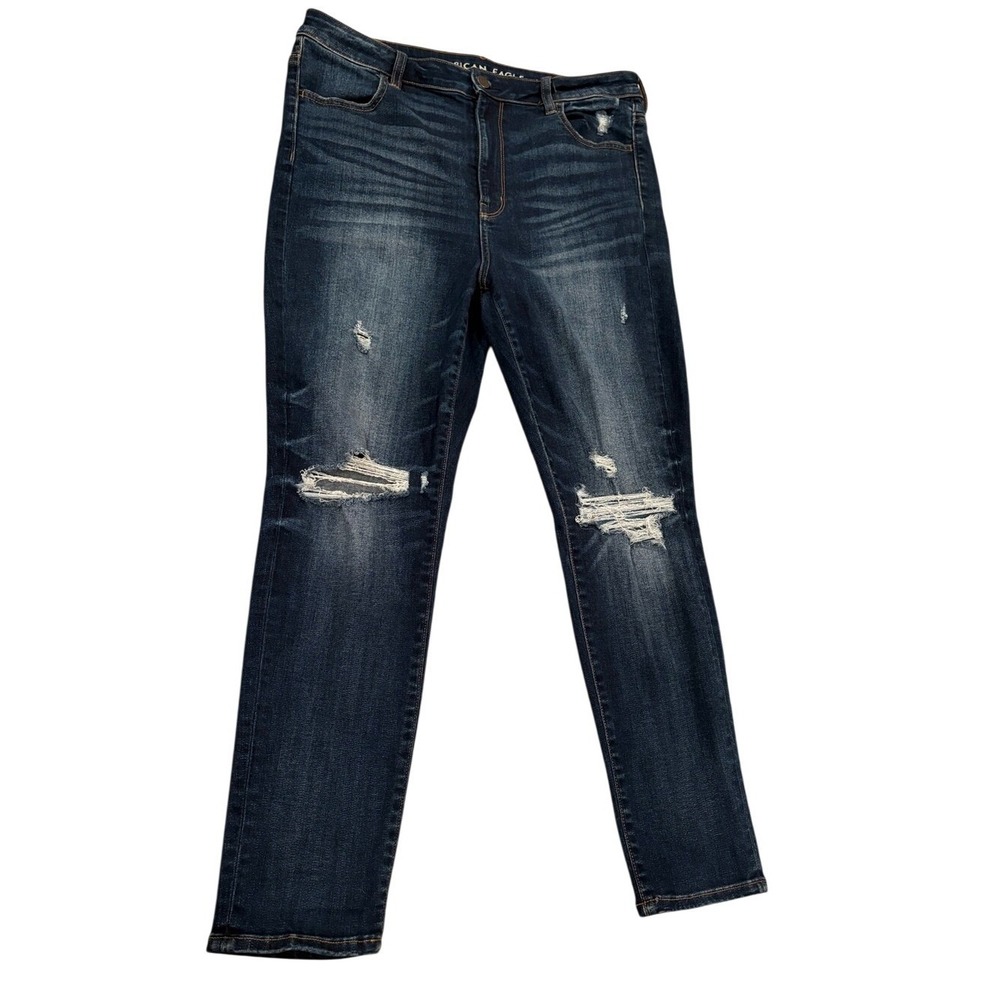American Eagle Outfitters Dark Blue Distressed Skinny Jeans